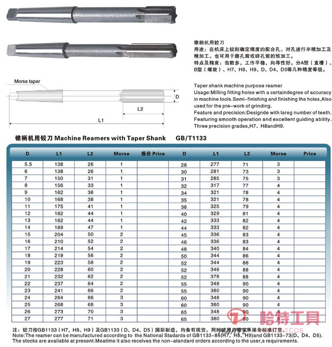 錐柄機(jī)用鉸刀